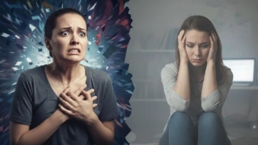 Illustration showing panic attack vs anxiety attack, with sudden intense fear on one side and ongoing stress and worry on the other.